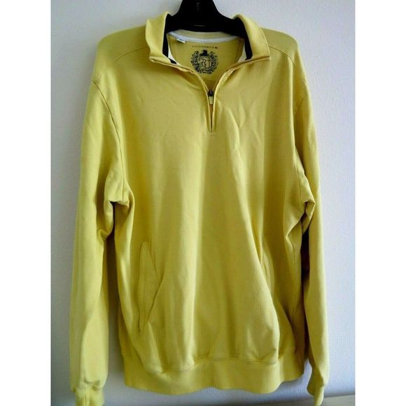 Cutter & Buck Mens Sz L Gold Coast Yellow Black Golf 1/2 zip front Pull Over - Picture 1 of 2